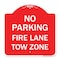 Signmission No Parking Fire Lane Tow Zone K-1645, Red & White Aluminum Sign, 18" x 18", RW-1818-23733 A-DES-RW-1818-23733 - alternate 1